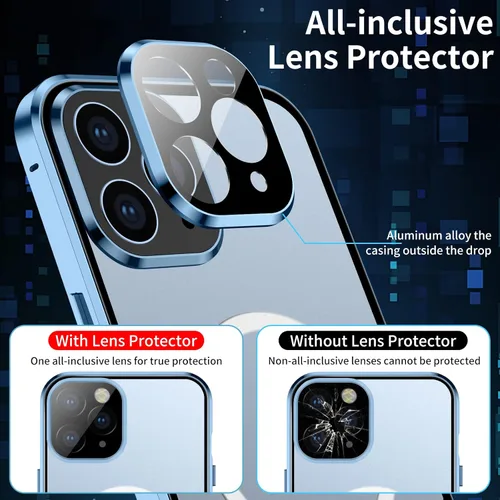 Miniatura 4 de Funda para iPhone 13 Pro, compatible con Magsafe funda de protección de cuerpo completo de 360 grados, parachoques magnético de metal de atracción +