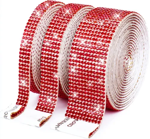 Miniatura 11 de 3 rollos / 6.6 yardas, cinta autoadhesiva de diamantes de imitación de diamantes de imitación, diamantes de imitación para manualidades, decoración