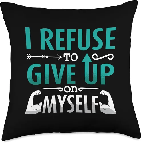 Mental Health Designs for Coffee Drinker I Refuse to Give Up On Myself Anxie Awareness Mental Health Throw Pillow, 18x18, Multicolor