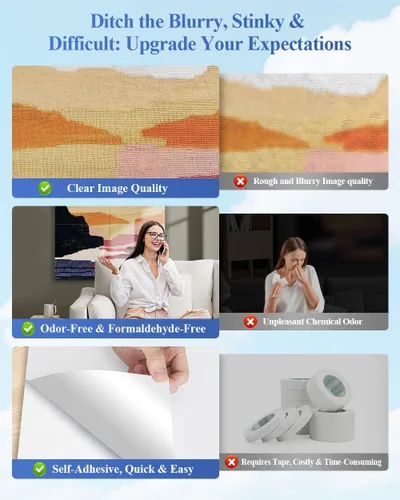 Miniatura 6 de Paquete de 4 paneles acústicos artísticos autoadhesivos para pared, 16 x 16 x 0.5 pulgadas, paneles acústicos decorativos para pared, paneles