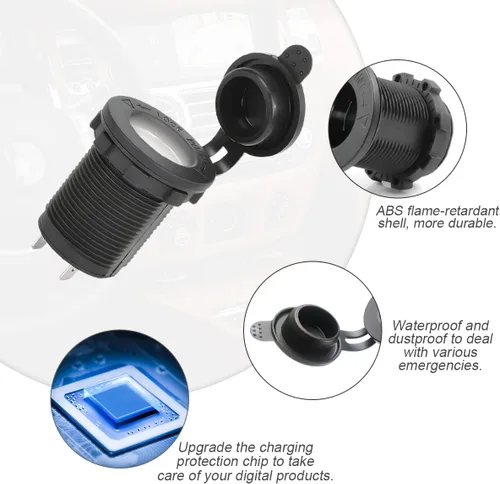 Miniatura 2 de Enchufe para encendedor de cigarrillos de automóvil de 12 V/24 V, impermeable, a prueba de polvo, toma de corriente, accesorios interiores de Blanco