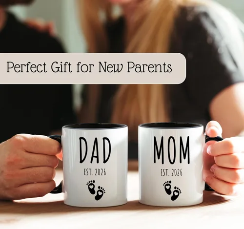Miniatura 5 de Juego de tazas de café Mom Dad Est 2026, regalo para padres que esperan y nuevos padres para parejas, anuncio de embarazo, regalo de revelación