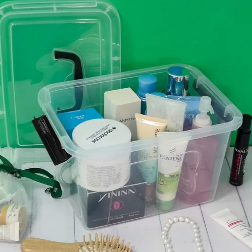 Miniatura 5 de Paquete de 6 cajas de almacenamiento de plástico de 5 litros con tapa, cajas con tapa transparente