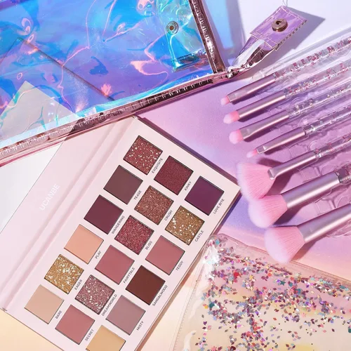 Miniatura 5 de Kit de maquillaje UCANBE para mujeres y adolescentes, paleta de 18 colores de sombra de ojos nude + 7 piezas de brochas de maquillaje suaves + bolsa