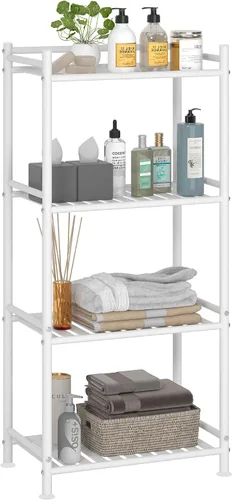 Miniatura 9 de Esquinero de almacenamiento de 4 niveles para el baño, estante abierto de pie, estante de esquina de metal para la cocina, salón, pasillo