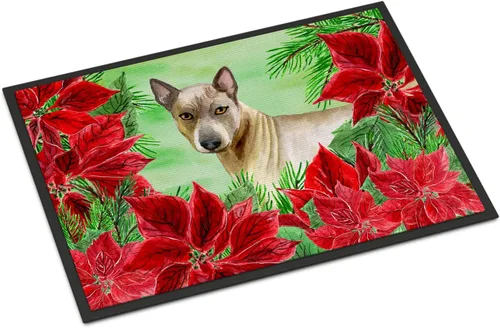 Miniatura 20 de Caroline's Treasures CK1311MAT Cavalier Spaniel Poinsettas - Felpudo de 18 x 27 pulgadas, tapete para puerta delantera, interior y exterior