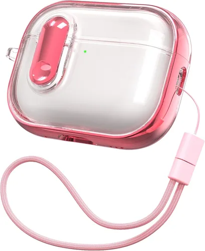 Miniatura 14 de RFUNGUANGO (con cerradura de seguridad) Funda protectora transparente para AirPods Pro de 2.ª/1.ª generación, Funda protectora de TPU suave Verde