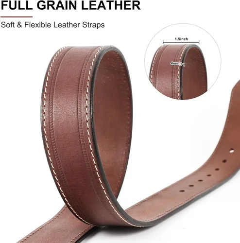 Miniatura 4 de Cinturón de cuero de grano completo para hombre, piel de vaca auténtica, 1.5 pulgadas de ancho, perfecto con jeans y pantalones de trabajo