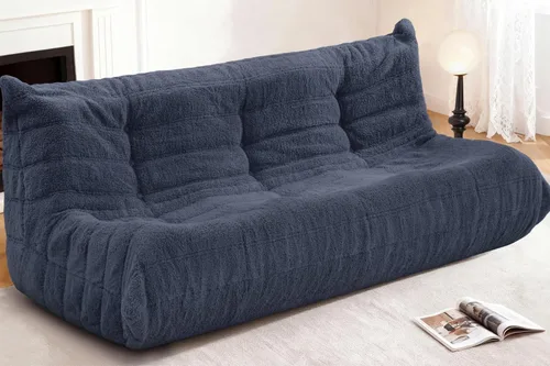 Miniatura 55 de Puf para adultos, silla puf grande, sillón con relleno de espuma viscoelástica para el hogar, apartamento o sala de juegos, gris afelpado Felpa gris
