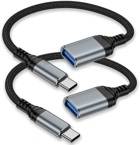 Adaptador USB C a USB – 5 Gbps [2 unidades] USC 3.0 OTG adaptador para Android – USBC macho a USB hembra, convertidor de cable OTG tipo C compatible