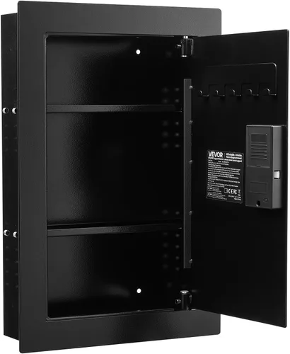 Miniatura 9 de VEVOR Caja fuerte de pared oculta de 3 niveles con huella digital, contraseña, llave y perilla giratoria, Q235 caja de pared de acero laminado