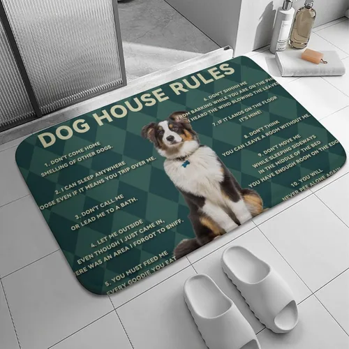 Strunt House Rules Dog Rules - Divertido regalo para decoración familiar, tapete retro de aluminio vintage para el hogar, café, baño, tapete de 16 x