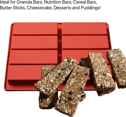 Miniatura 2 de Bold Maker - Molde de silicona rectangular de 8 cavidades (2 unidades) - 23815 - Ideal para barras de granola, barras nutricionales, barras