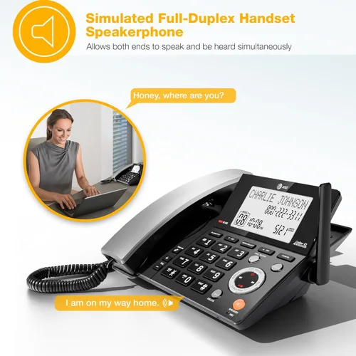Miniatura 10 de AT&T DECT 6.0 Teléfono doméstico con cable/inalámbrico con 2 auriculares y contestador automático, bloqueador inteligente de llamadas, identificador