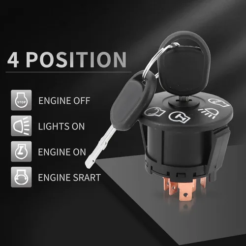Miniatura 3 de Interruptor de encendido Tektall con llave de 7 terminales, reemplazo para John Deere L100 L105 L107 L108 L110 L111 L118 L120 L130 125 135 145 155c