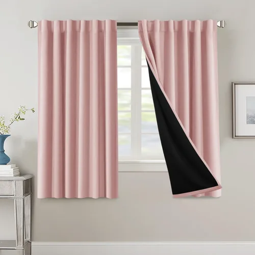 Miniatura 78 de H.VERSAILTEX Cortinas 100% opacas para dormitorio con forro negro, cortinas de oscurecimiento de habitación completa, con aislamiento térmico