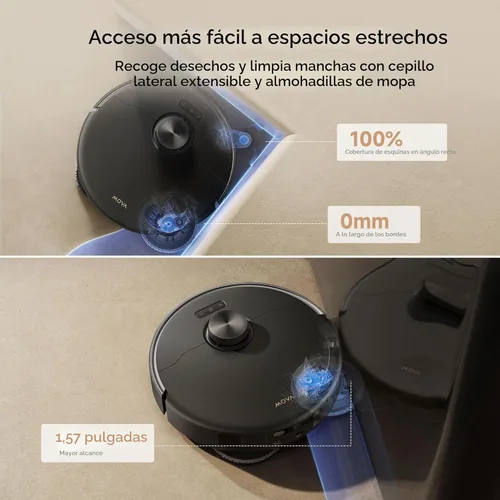 Miniatura 5 de Mova P50 Pro Ultra Robot Aspiradora y Trapeador, succión de 19,000Pa con cepillo antienredos, trapeador extraíble y levantable para alfombra y piso