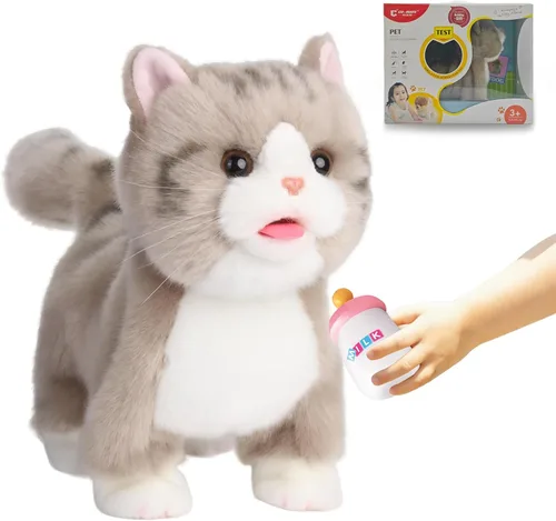 Miniatura 10 de CU-MATE Juguetes eléctricos de peluche de 12 pulgadas, juguete electrónico de peluche para gato, robot interactivo, juguete interactivo