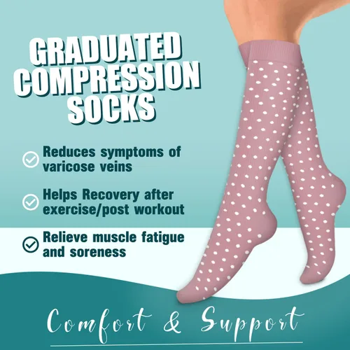 Miniatura 62 de Laite Hebe 4 pares de calcetines de compresión para mujeres y hombres, el mejor apoyo para enfermeras, correr, atletismo