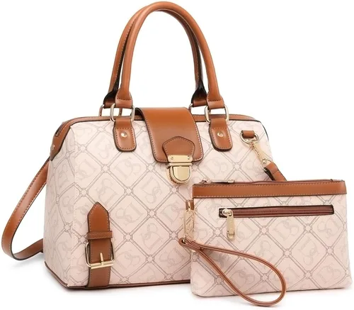 Miniatura 13 de Dasein - Bolso de mano para mujer, diseño de barril, cuero vegano, bolso de hombro, con asa superior, a la moda, bolso de trabajo