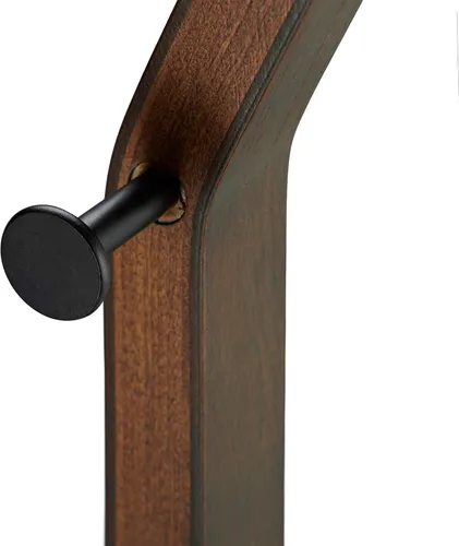 Miniatura 6 de Relaxdays Perchero de metal y madera moderno 3 ganchos y perchero, alto x ancho x fondo: 68.1 x 11.8 x 9.8 in, negro/marrón, 70% acero 30%, 1