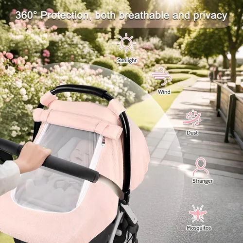 Miniatura 3 de Hooyax Funda de asiento de automóvil de muselina para bebé, toldo transpirable y de privacidad con 3 modos, fácil de instalar y embalaje en caja