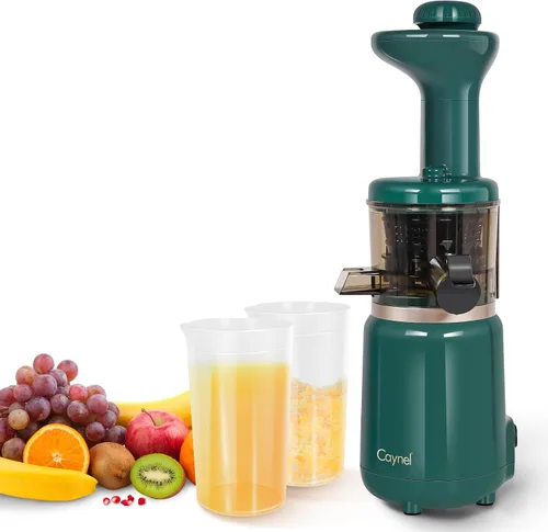 Miniatura 12 de CAYNEL Jugo de prensa en frío compacto y portátil, exprimidor lento con embudo de entrada extra ancho de 1.77 pulgadas para frutas y verduras, Azul