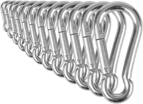 Mosquetón de acero inoxidable resistente Bushcraft Ganchos de enlace de clip a presión. Carga de 200 a 500 libras. Paquetes de 2, 6 y 12