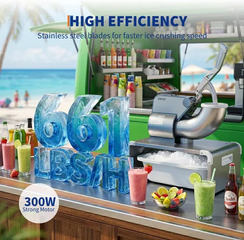 Miniatura 4 de Commercial Ice Shaver Crusher, 286 Lbs/Hr Electric Snow Cone Maker with 2L Ice Storage Box, 250W 1500RPM Countertop Shaved Ice Machine for Parties