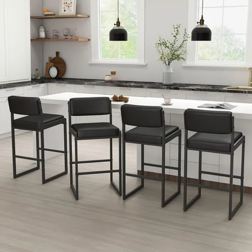 Miniatura 30 de SAECKBERG Taburetes de bar modernos de altura de mostrador, sillas de barra de 26 pulgadas de altura con respaldo, taburetes tapizados, taburetes