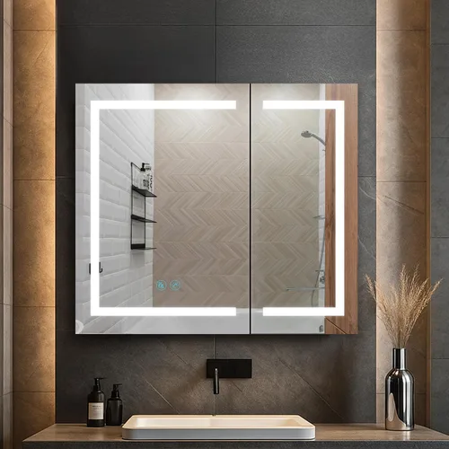 Miniatura 19 de Blossom Rigel - Botiquín de 20 x 26 pulgadas con espejo LED empotrado o superficie con luces, gabinete de baño con bisagra derecha, desempañador