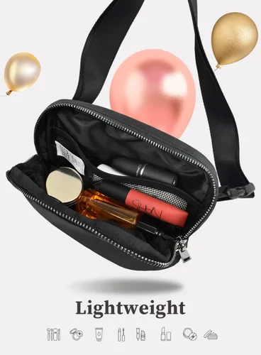 Miniatura 4 de Everywhere - Bolsa de cinturón para mujer, mini bolsa ligera con cintura ajustable, impermeable, cruzada para correr, viajar, senderismo, Negro
