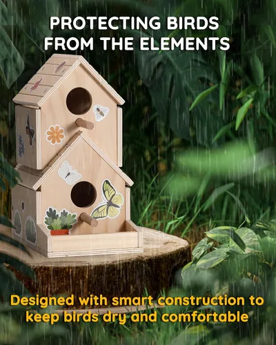 Miniatura 5 de SainSmart Jr. Kit de casa de pájaros para que los niños construyan y pinten, juguetes de madera para manualidades, manualidades de madera sin