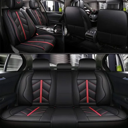 Miniatura 2 de Juego completo otoez de fundas de asiento para coche de piel sintética de lujo, universal, para asientos delanteros y traseros, se adapta a