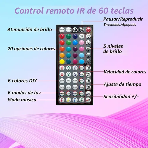 Miniatura 5 de Ledagic Luces LED para dormitorio de 50 pies con sincronización de música que cambian de color, tira de luces LED con control remoto y aplicación