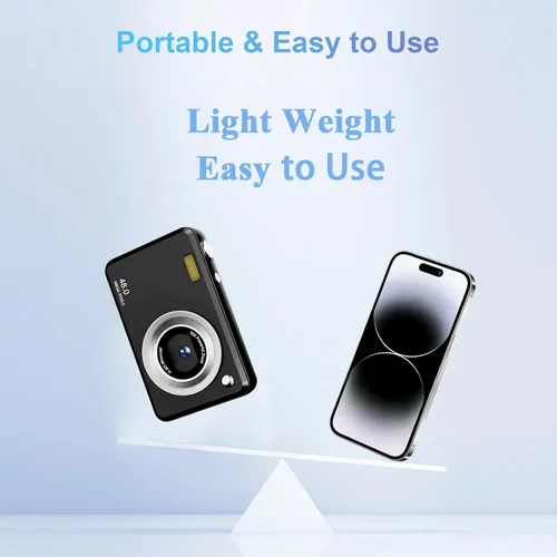 Miniatura 6 de Cámara digital, FHD 1080P Point and Shoot Cámara para niños, con tarjeta de 32 GB, zoom 16X antivibración, 48 MP compacto portátil pequeño