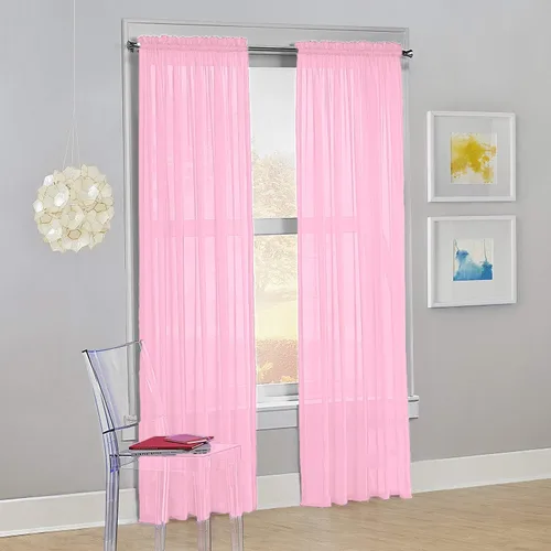 Decotex - Juego de 2 cortinas transparentes de gasa para ventana. Rosa claro