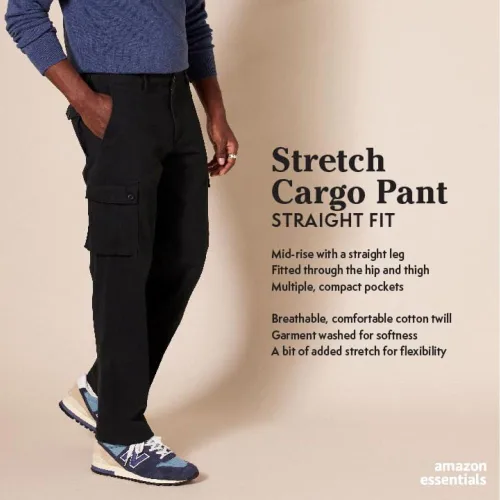 Miniatura 2 de Amazon Essentials - Pantalones cargo elásticos de corte recto para hombre (disponibles en tallas grandes y altas)