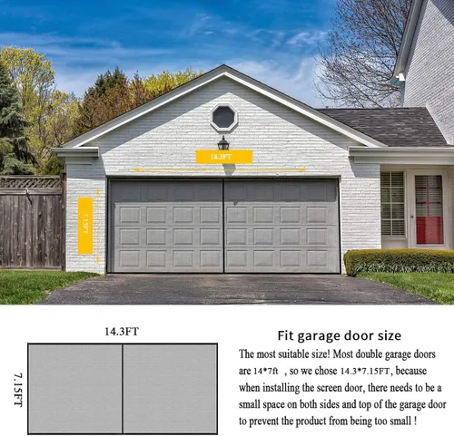 Miniatura 2 de LIAMST Pantalla para puerta de garaje de 14 x 7 pies, 1 puerta de garaje para automóvil, pantalla de puerta de fibra de vidrio reforzada, imanes