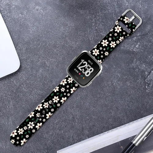 Miniatura 7 de Correas de reloj de silicona suave compatibles con Fitbit Versa 2/Versa/Fitbit Versa Lite/SE, correa de repuesto con bonito patrón floral de 0.98