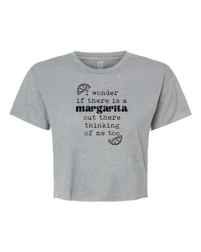 Miniatura 9 de I Wonder If Bourbon Thinks About Me Too, Cute Women's Screen Printed Crop Tee, Shirts With Sayings, Heather Gray or Gold (L, Gold)
