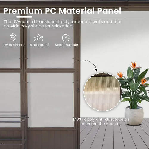 Miniatura 5 de Domi - Solárium de pared montado de 10 x 14 pies, solárium de pared con techo inclinado de policarbonato de aluminio, casa de pantalla de PC