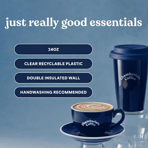 Miniatura 4 de Chamberlain Coffee Vaso transparente para matcha y café – Vasos transparentes con tapa y pajilla, vasos de plástico de 24 onzas con tapas, doble