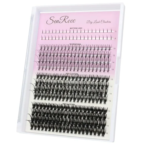 Miniatura 23 de Extensiones de racimos de pestañas, 240 unidades, extensiones de pestañas largas individuales 40D, aspecto natural, pestañas de imitación de visón