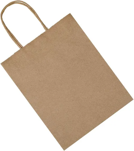 Miniatura 6 de bagmad Paquete de 50 bolsas de papel medianas lisas de 8 x 4.75 x 10 pulgadas con asas a granel, bolsas de regalo de papel kraft marrón