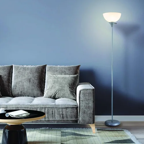 Miniatura 6 de Newhouse Lighting NHFL-HE-SI Henry - Lámpara de pie LED moderna de plástico y metal de 71 pulgadas con interruptor giratorio para dormitorios, sala