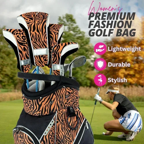 Miniatura 6 de Taboo Fashions Ladies Golf Bag - 14-Way Women’s Golf Cart Bag with Insulated Cooler Pocket, Rain Hood, 7 Zippered Pockets & More - Stylish Golf