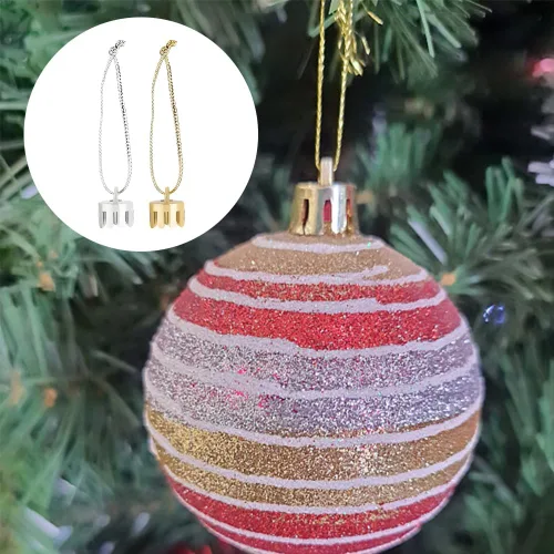 Miniatura 6 de WEBEEDY 400 piezas de adornos de Navidad, tapas de adorno doradas y plateadas, reemplazo con cuerdas de colgador, juego de cordón para decoración