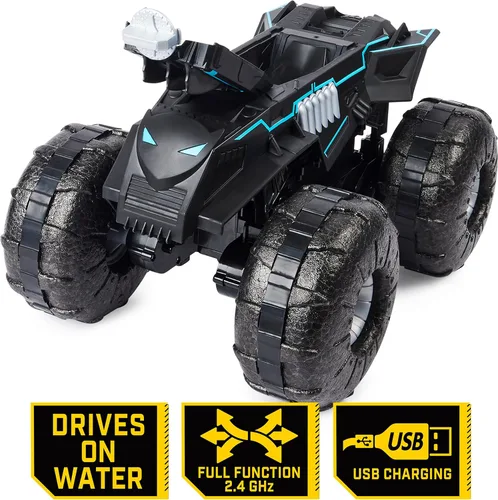 Miniatura 4 de DC Batman, vehículo de control remoto todo terreno Batmóvil, juguetes de Batman resistentes al agua para niños de 4 años en adelante