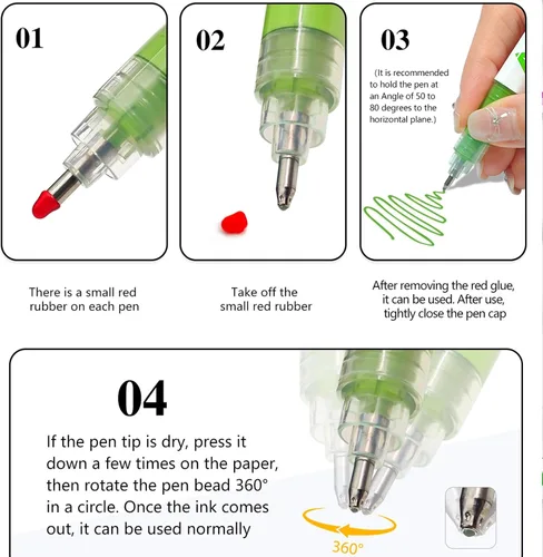 Miniatura 4 de kander Bolígrafos de gel acrílico, 12 colores resaltadores de tinta de gel acrílica con punta de bala, cobertura fuerte, gran capacidad de tinta